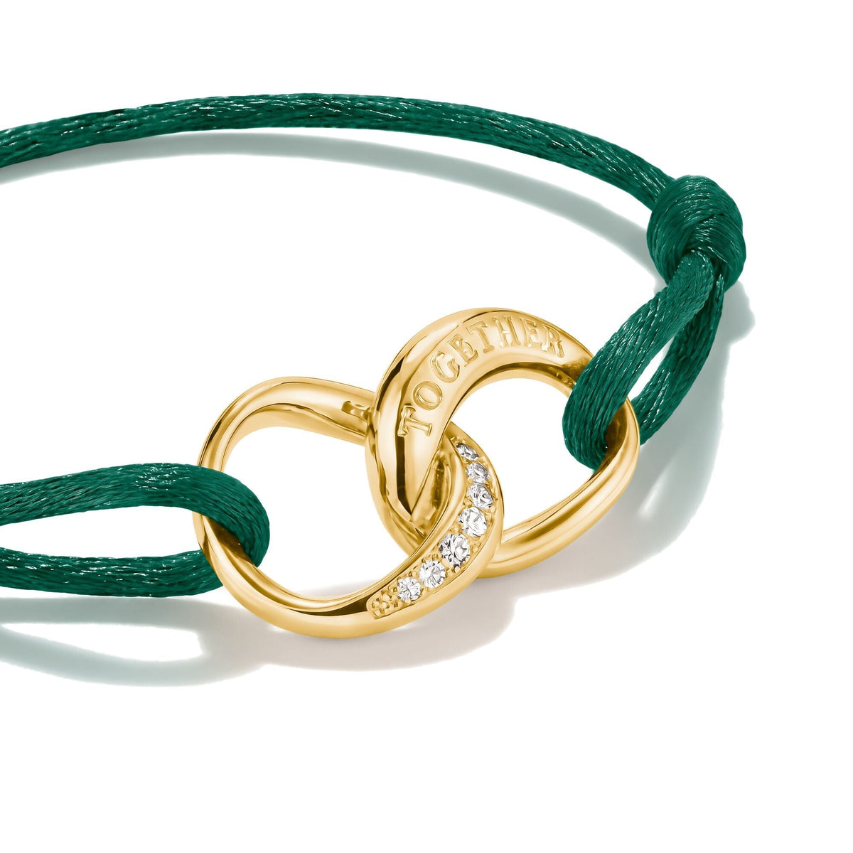 Thomas Sabo Textile bracelet Together green with zirconia