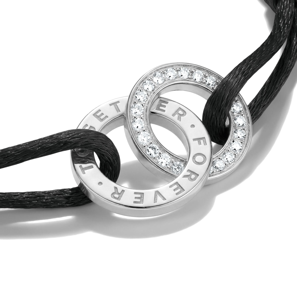Thomas Sabo Textile bracelet Together black with zirconia TA2240BL