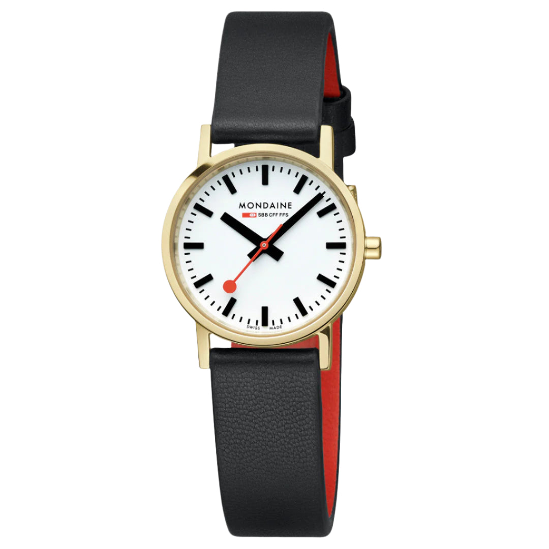 Mondaine Classic White Dial Black Leather Strap Watch A658.30323.10SBBV
