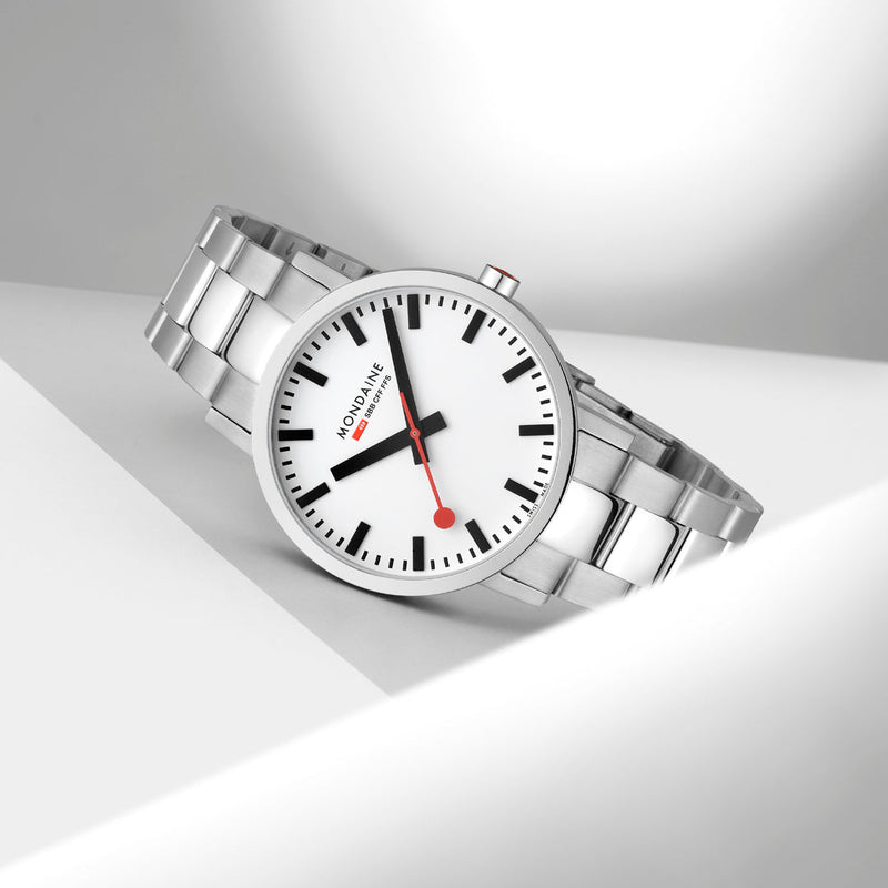 Mondaine Classic White Dial Stainless Steel Bracelet 40mm Watch A660.30360.11SBJ