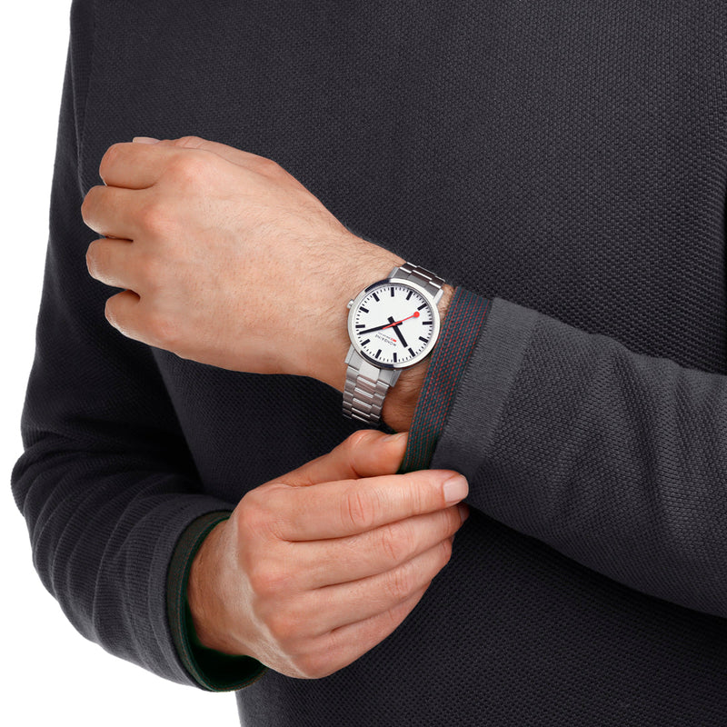 Mondaine Classic White Dial Stainless Steel Bracelet 40mm Watch A660.30360.11SBJ