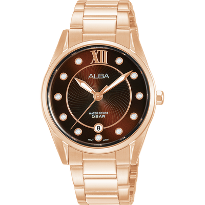 Alba Fashion Analogue Rose Gold Stainless Steel Watch AG8M58X