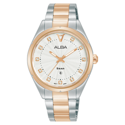 Alba Signa Analogue Stainless Steel White Dial Watch AH7BP6X