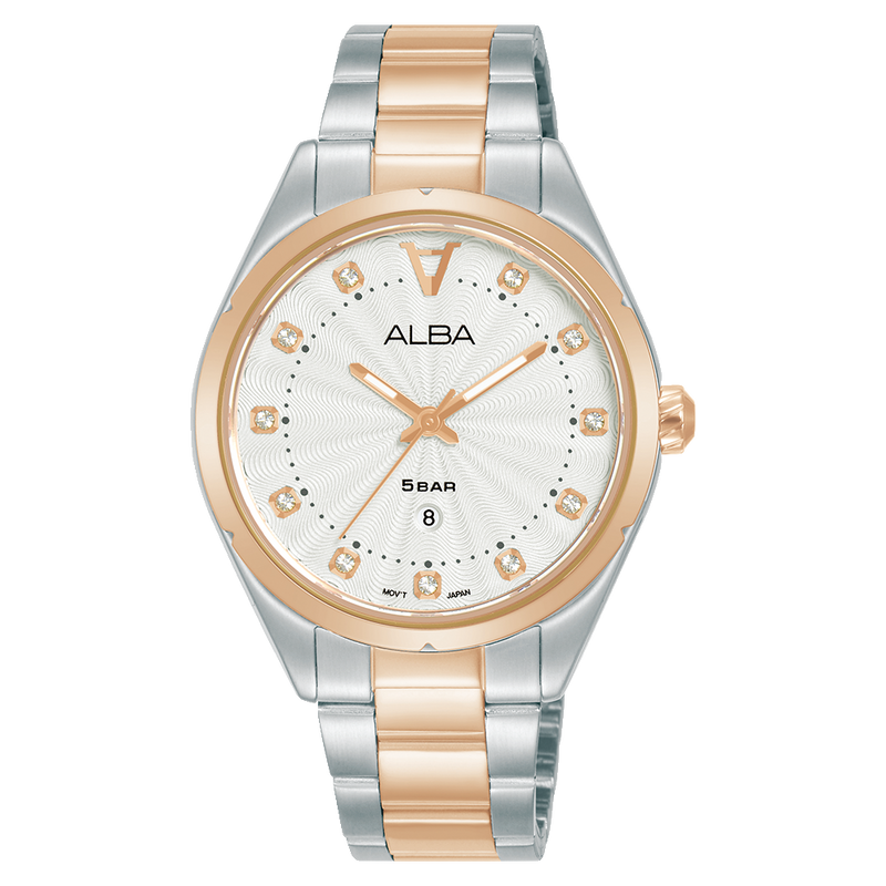 Alba Signa Analogue Stainless Steel White Dial Watch AH7BP6X