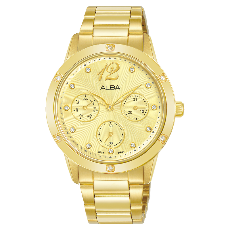 Alba Fashion Analogue Stainless Steel Gold Dial Watch AP6710X