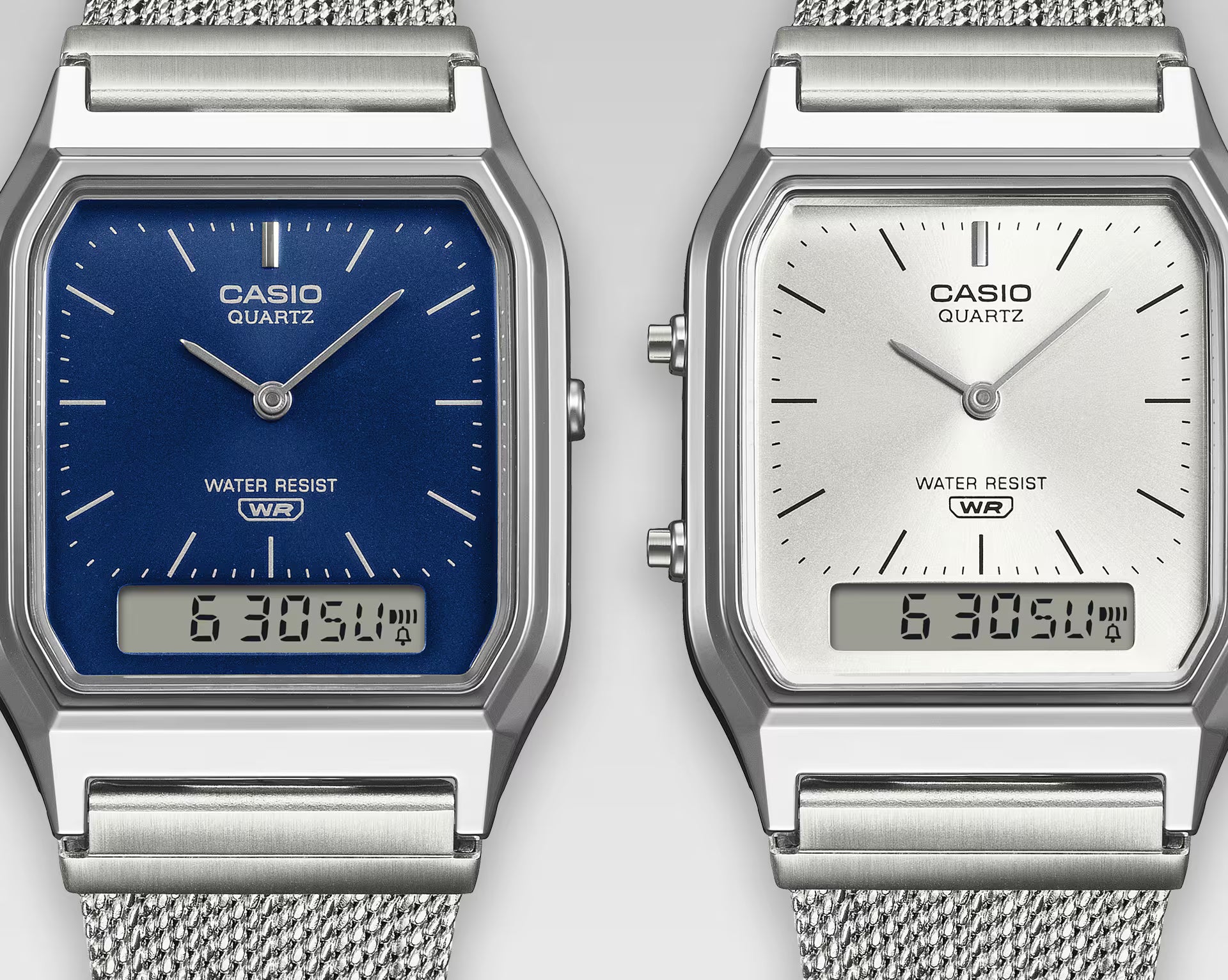Casio Classic Vintage Stainless Steel Mesh Band Blue Dial Watch AQ230EM-2A