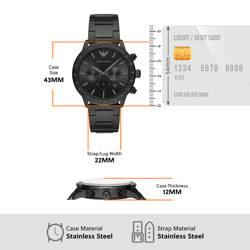 Emporio Armani Black Chronograph Stainless Steel Watch AR11242