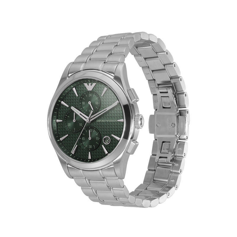 Emporio Armani Green Sunray Dial Silver Stainless Steel Watch AR11529