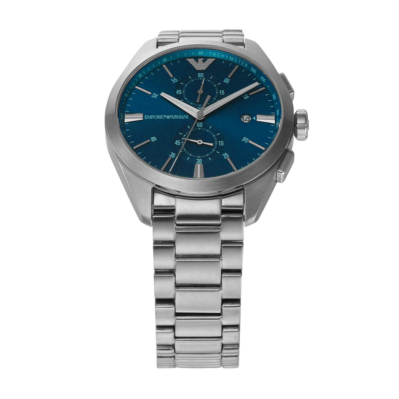 Emporio Armani Stainless Steel Blue Dial Chronograph Men's Watch AR11541