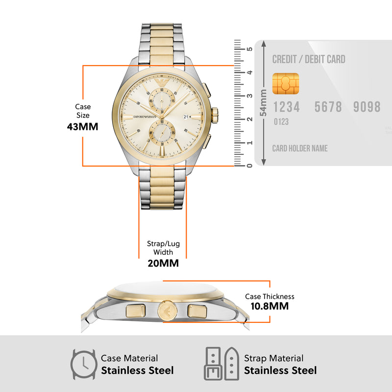 Armani Elegant Men's Chronograph Watch with Two-Tone Steel Bracelet AR11605