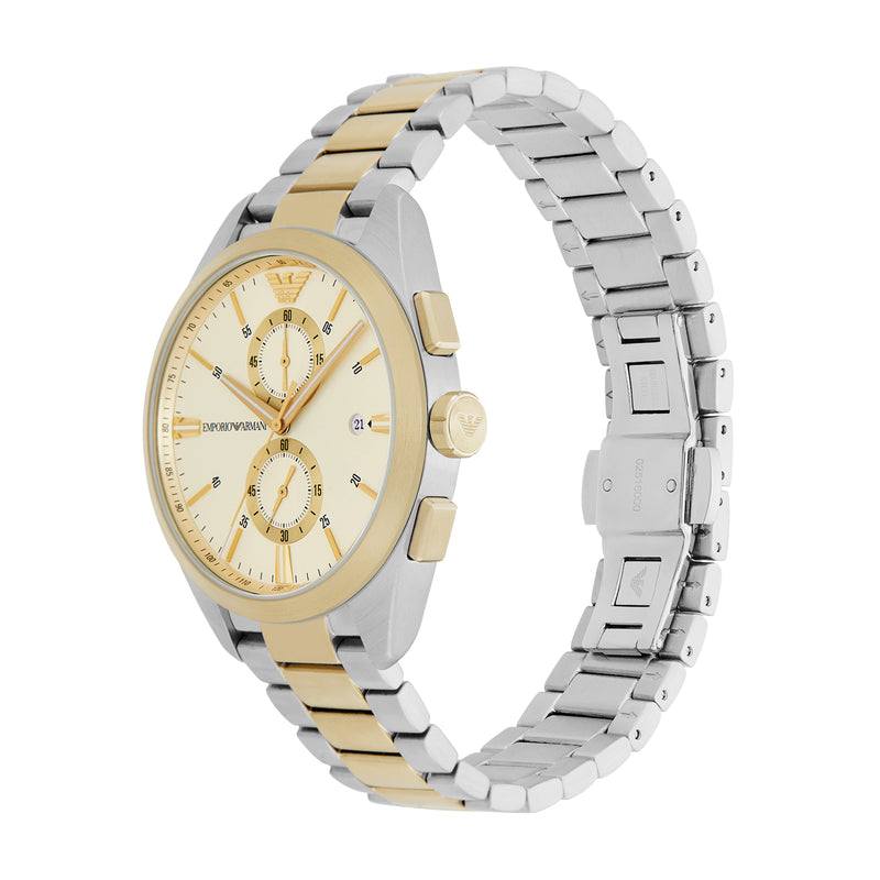 Armani Elegant Men's Chronograph Watch with Two-Tone Steel Bracelet AR11605