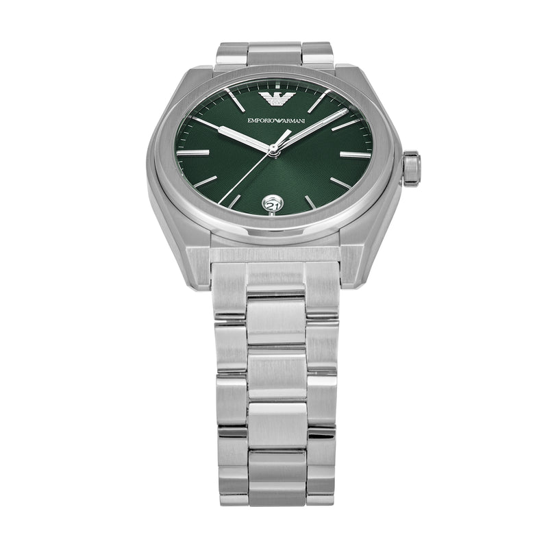 Emporio Armani Three-Hand Date Green Dial Stainless Steel Watch AR11621