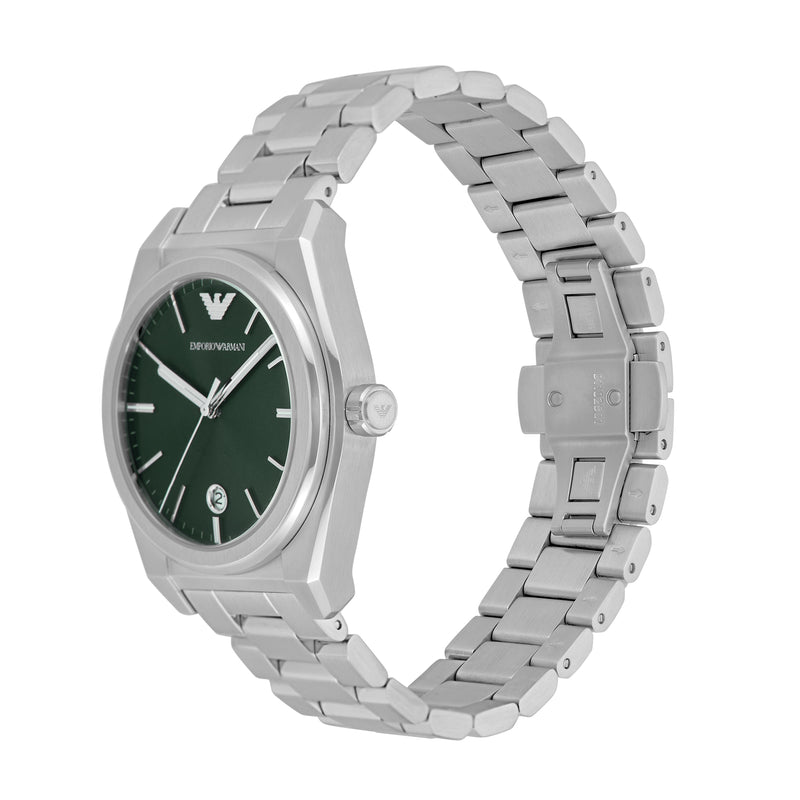 Emporio Armani Three-Hand Date Green Dial Stainless Steel Watch AR11621
