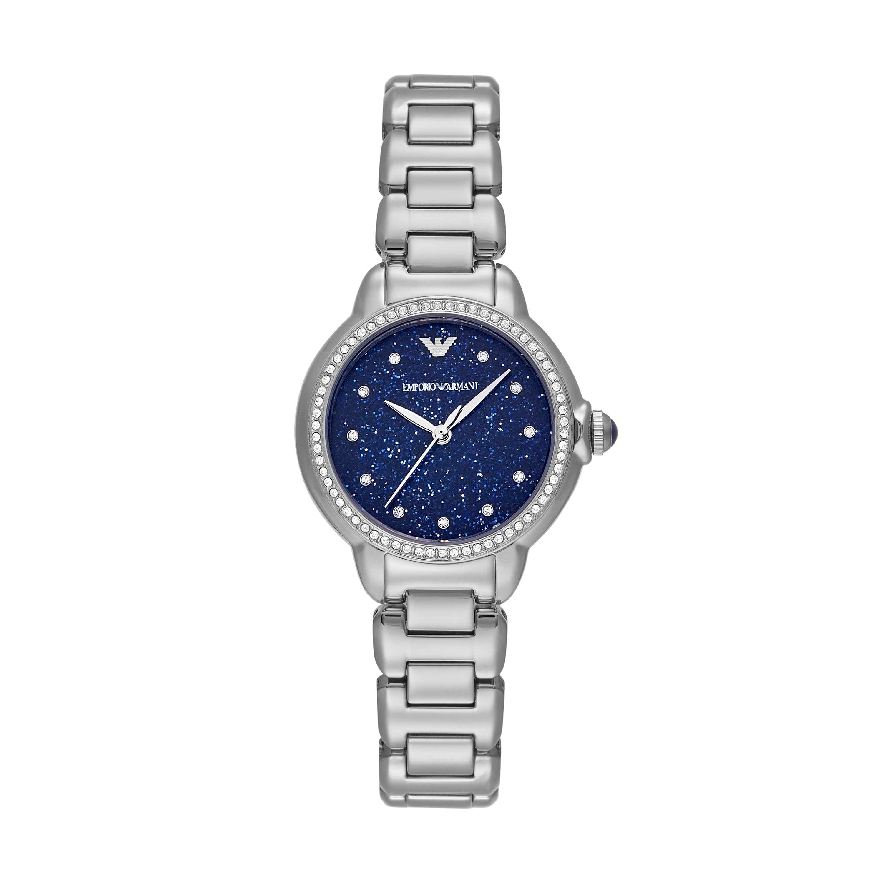 Armani Three-Hand Silver Stainless Steel Blue Dial Watch AR11630