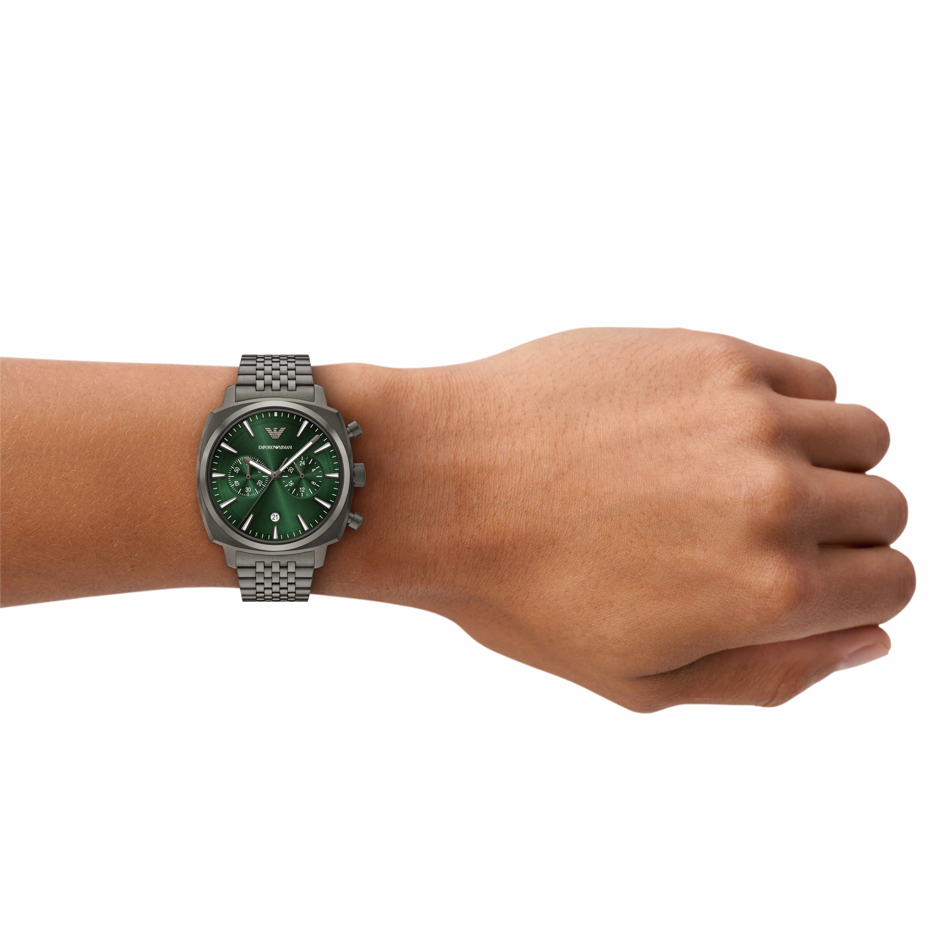 Emporio Armani Chronograph Green Dial Gunmetal 40mm Men's Watch AR11689