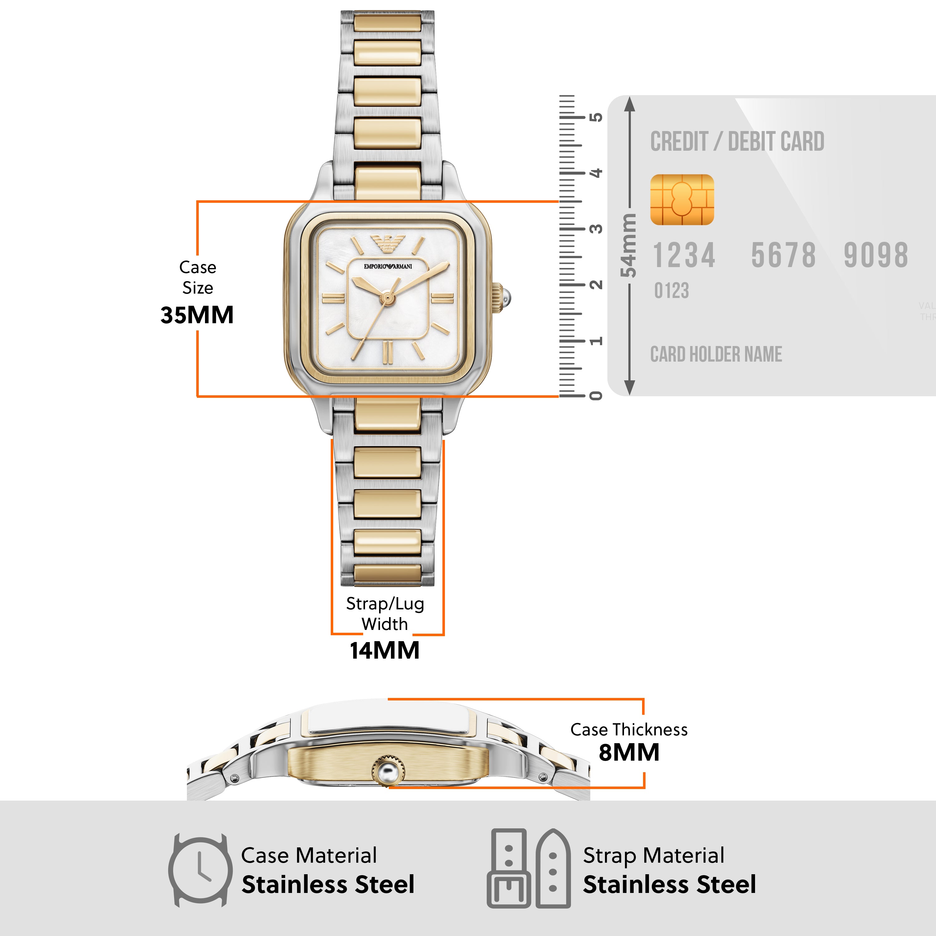 Emporio Armani White Dial Two Tone Stainless Steel Watch AR11745