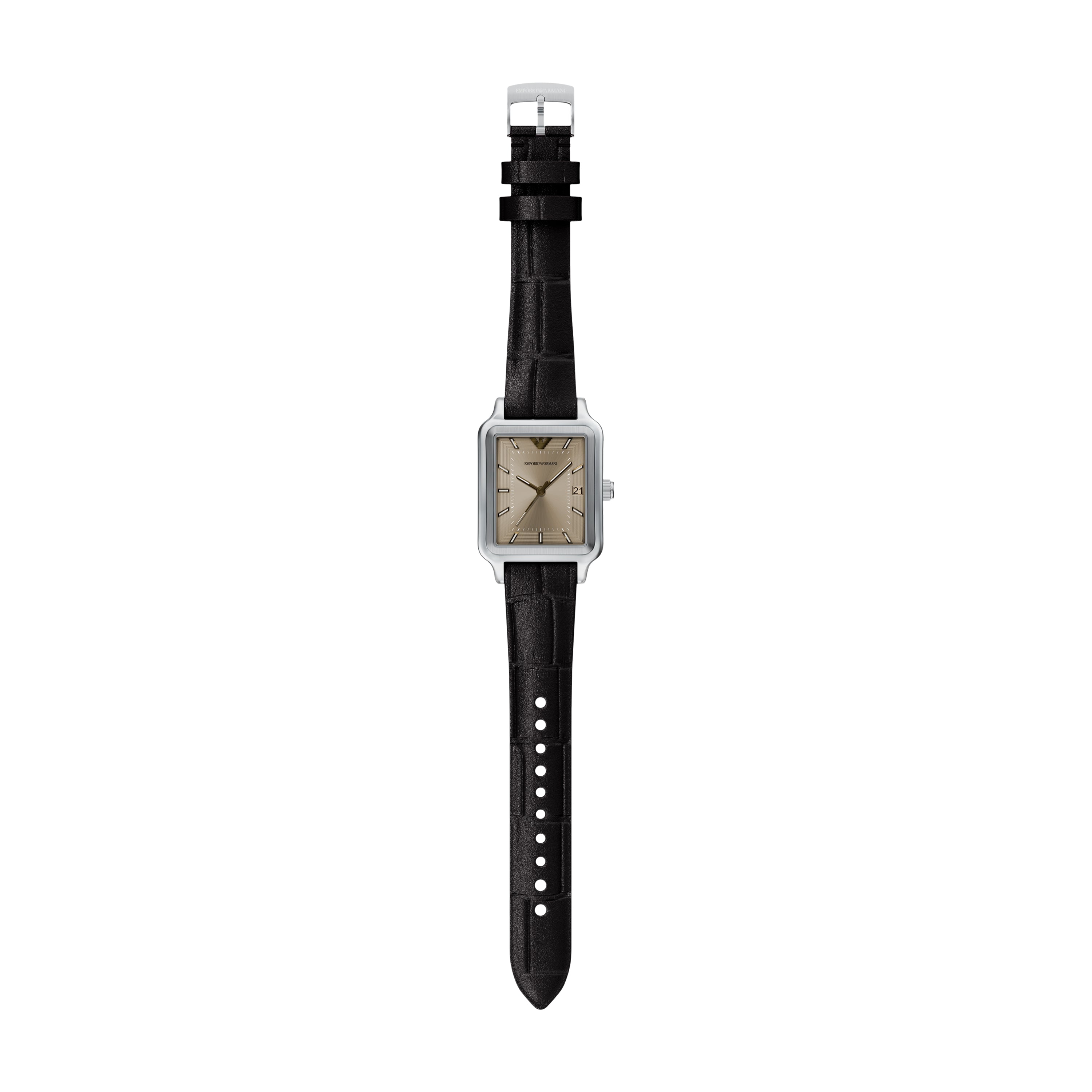 Emporio Armani Silver Dial 36mm Brown Leather Strap Men's Watch AR11756