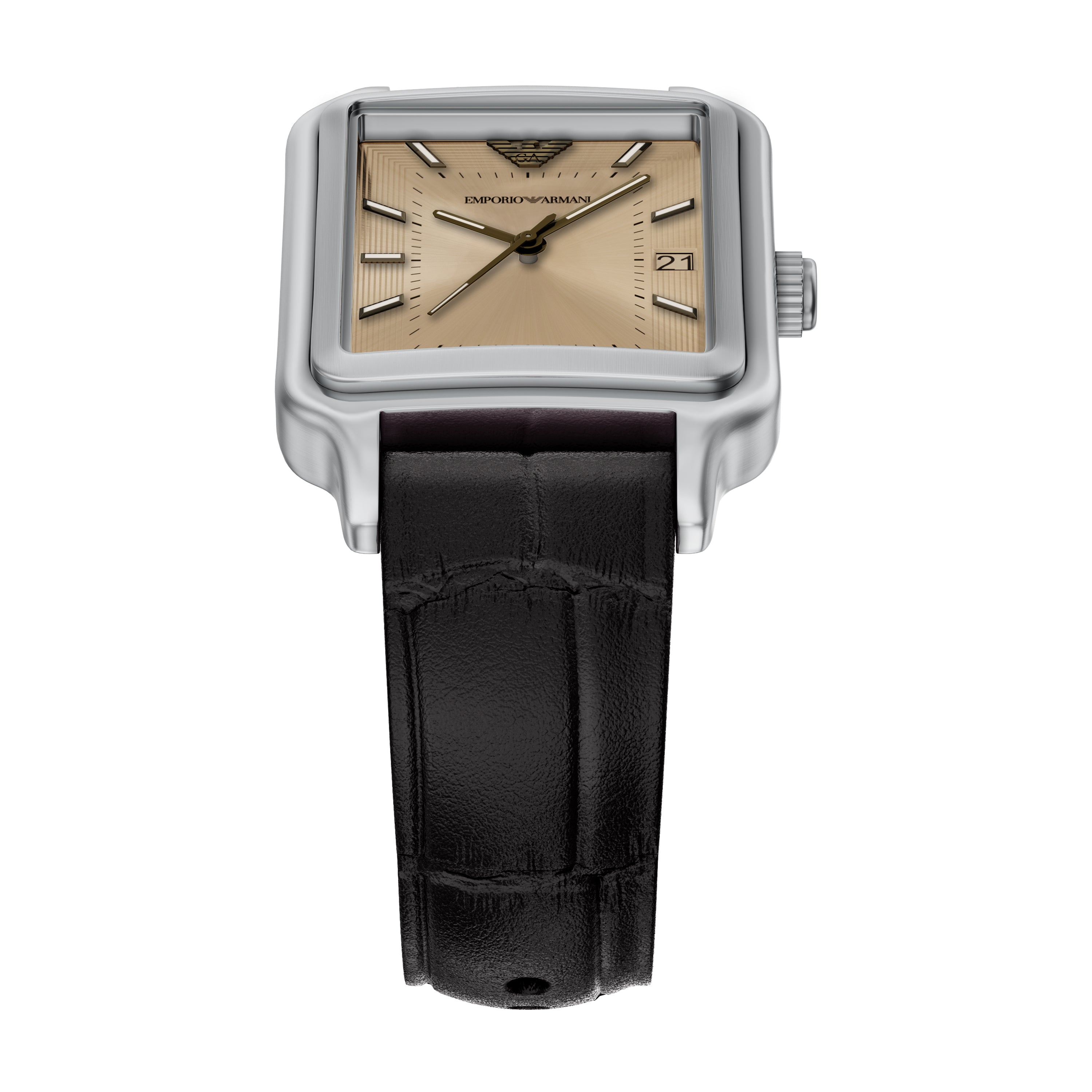 Emporio Armani Silver Dial Brown Leather Strap Watch AR11756