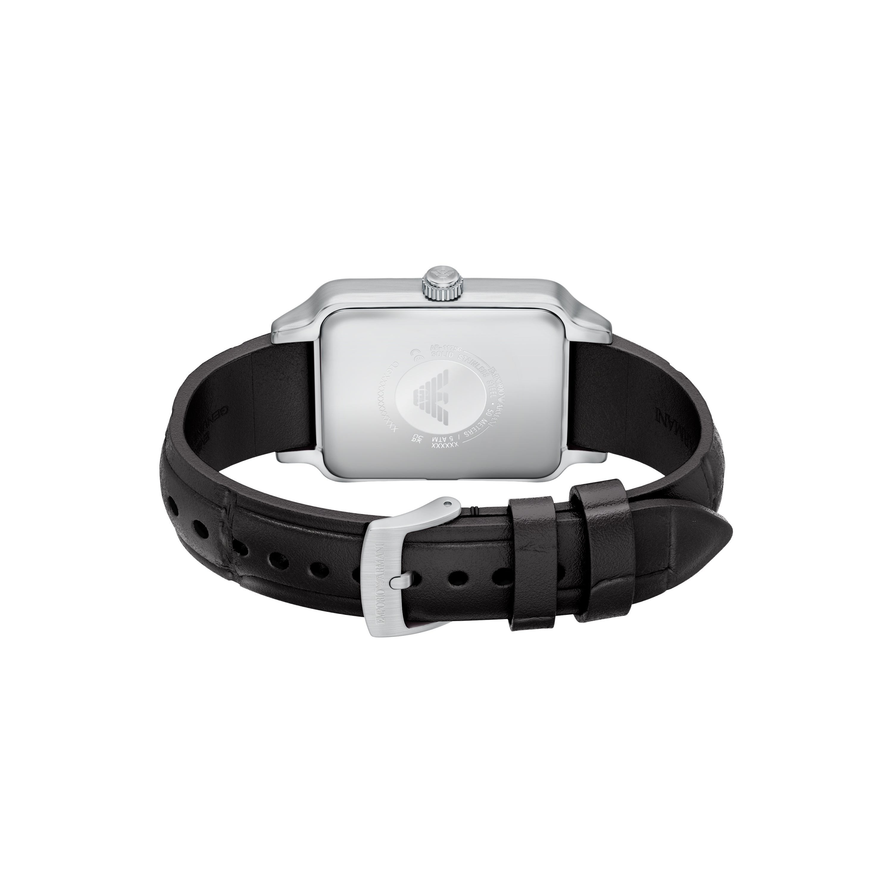 Emporio Armani Silver Dial 36mm Brown Leather Strap Men's Watch AR11756