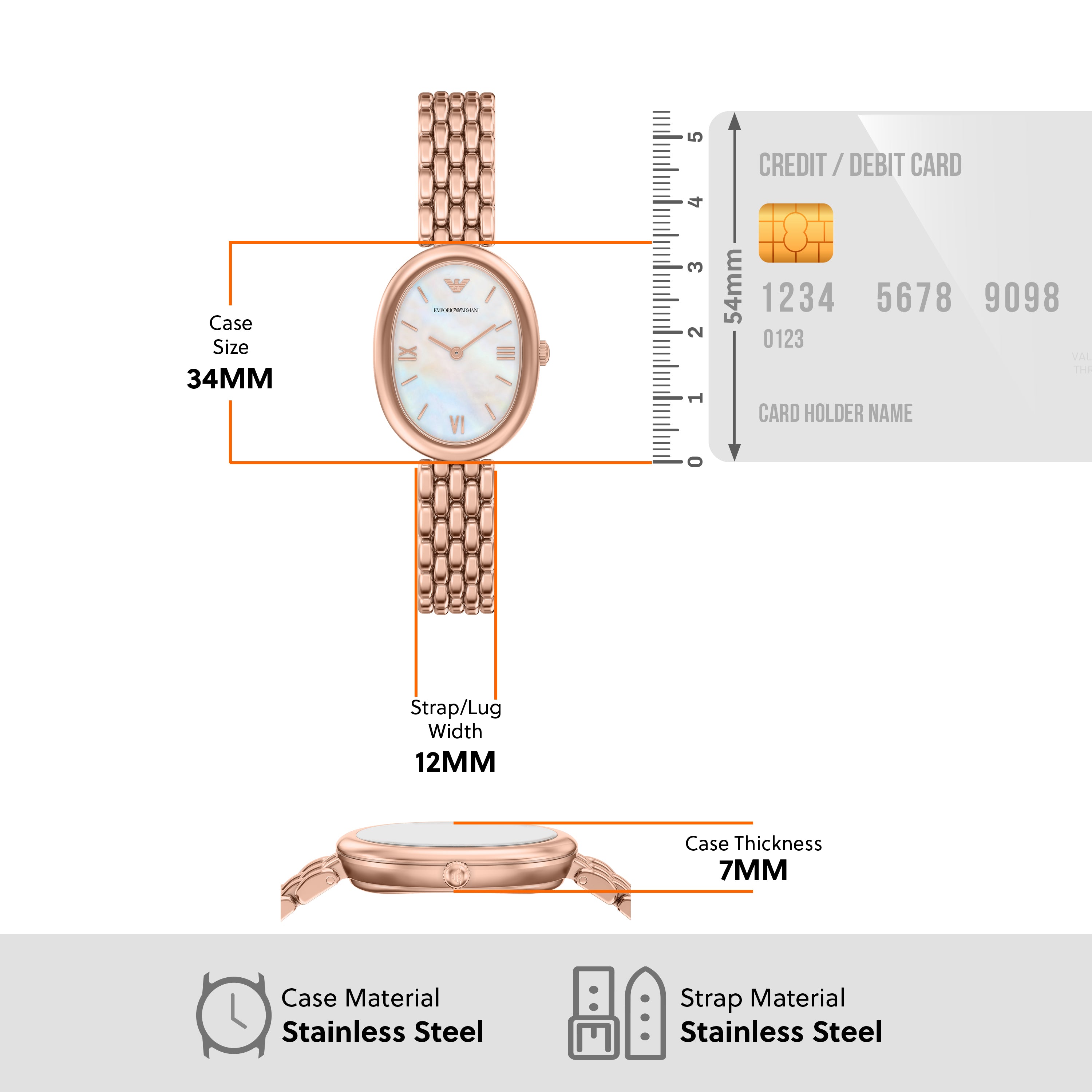 Emporio Armani White Dial Rose Gold 34 mm Women's Watch AR11775