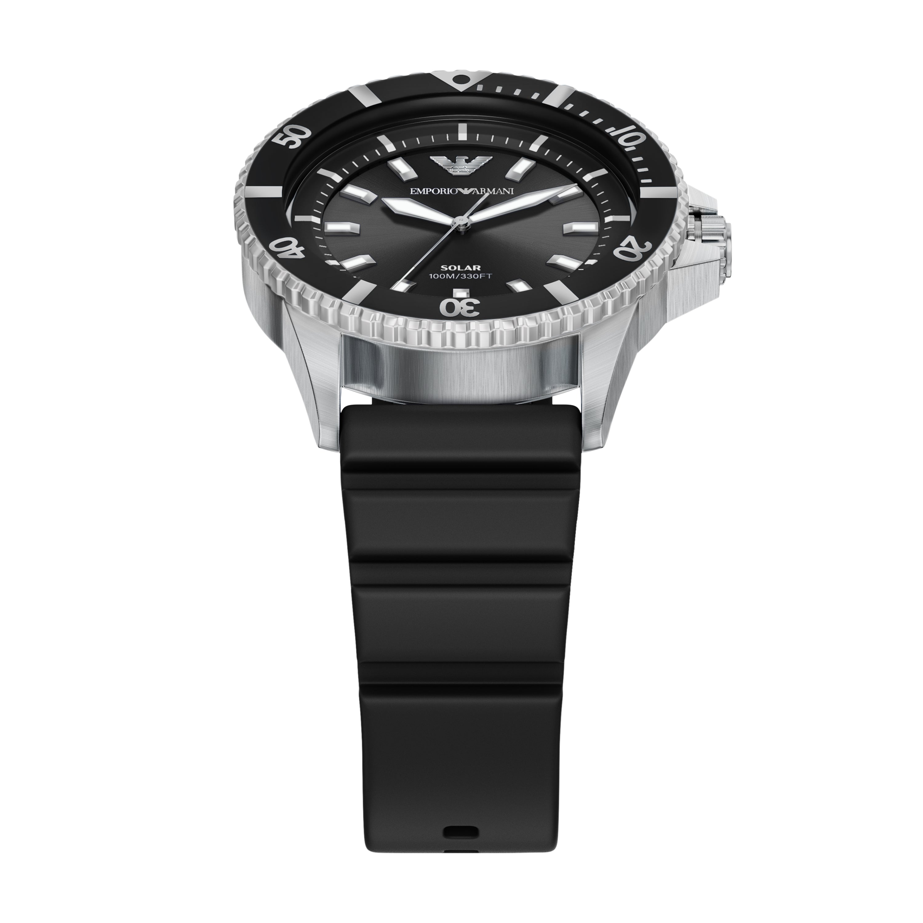 Emporio Armani Black Dial Silicone Strap Watch AR11788