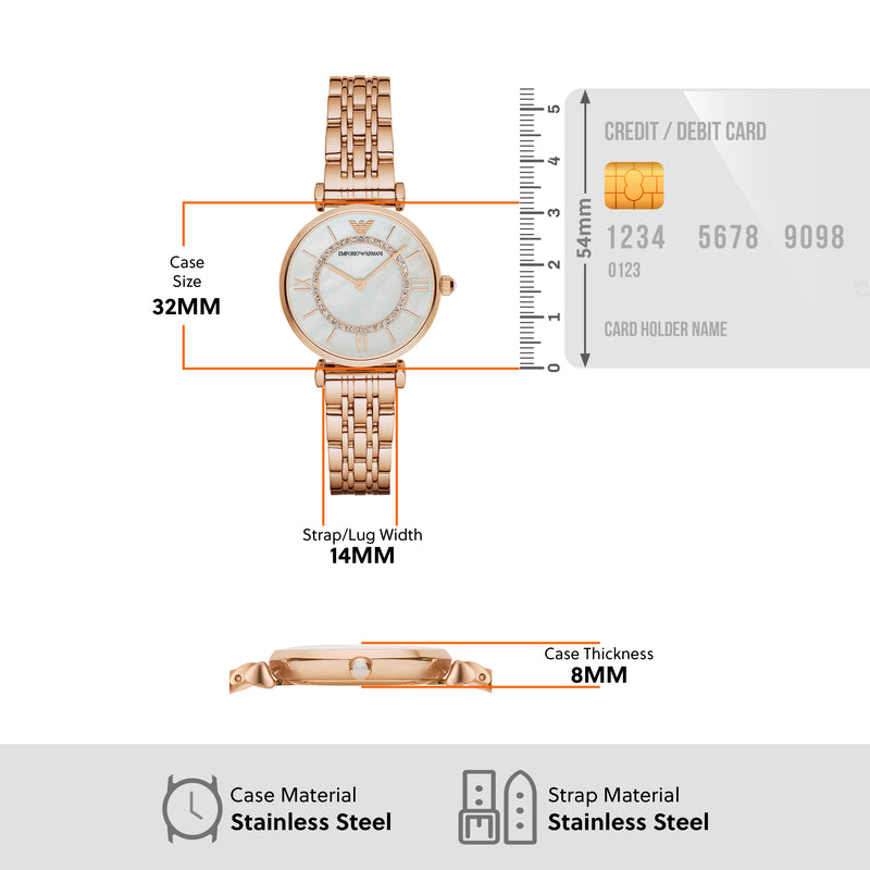 Emporio Armani Luxurious Rose Gold Stainless Steel Women's Watch AR1909