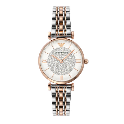 Emporio Armani Elegant Crystal Dial Two-Tone Women's Watch AR1926