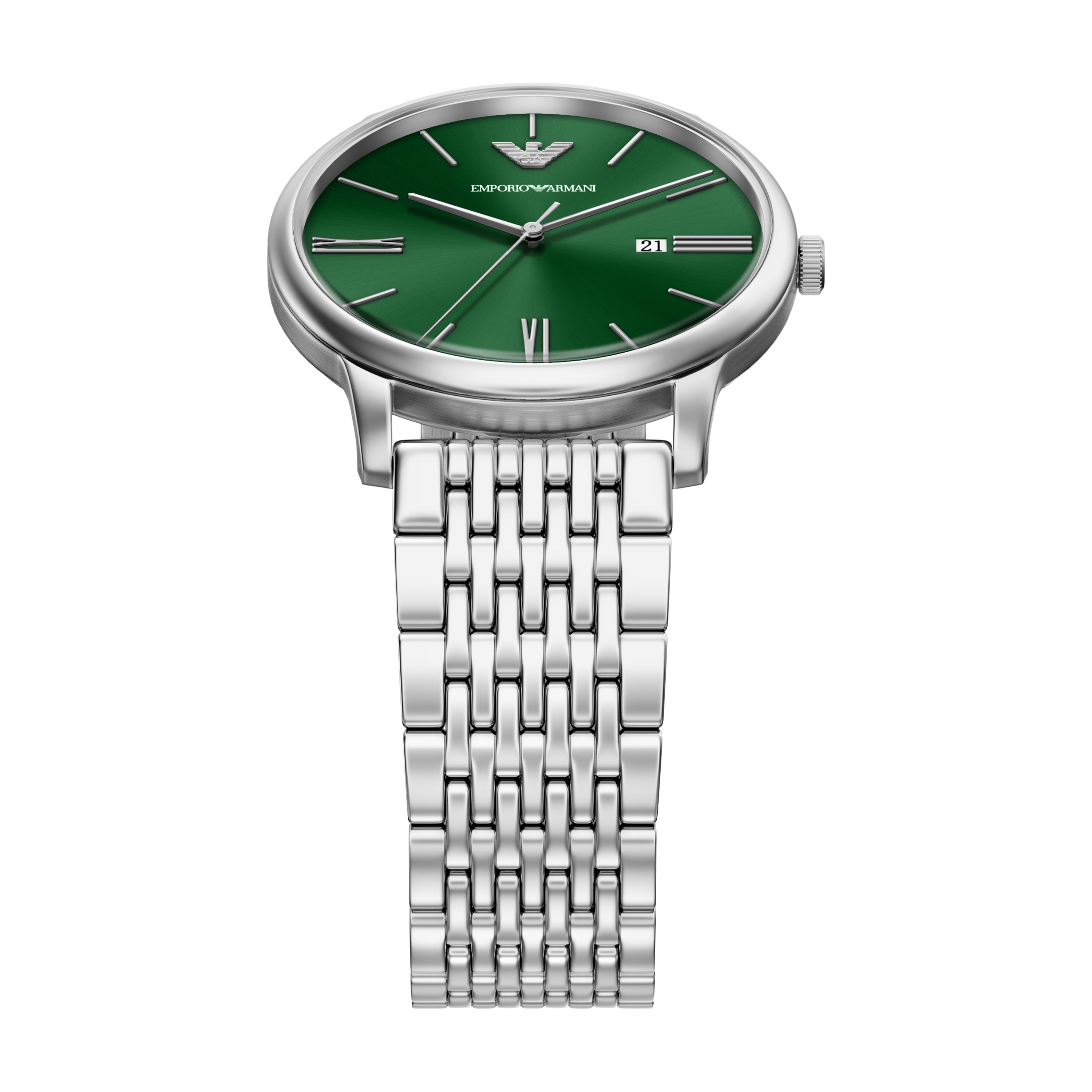 Emporio Armani Green Dial Stainless Steel Watch AR80087SET