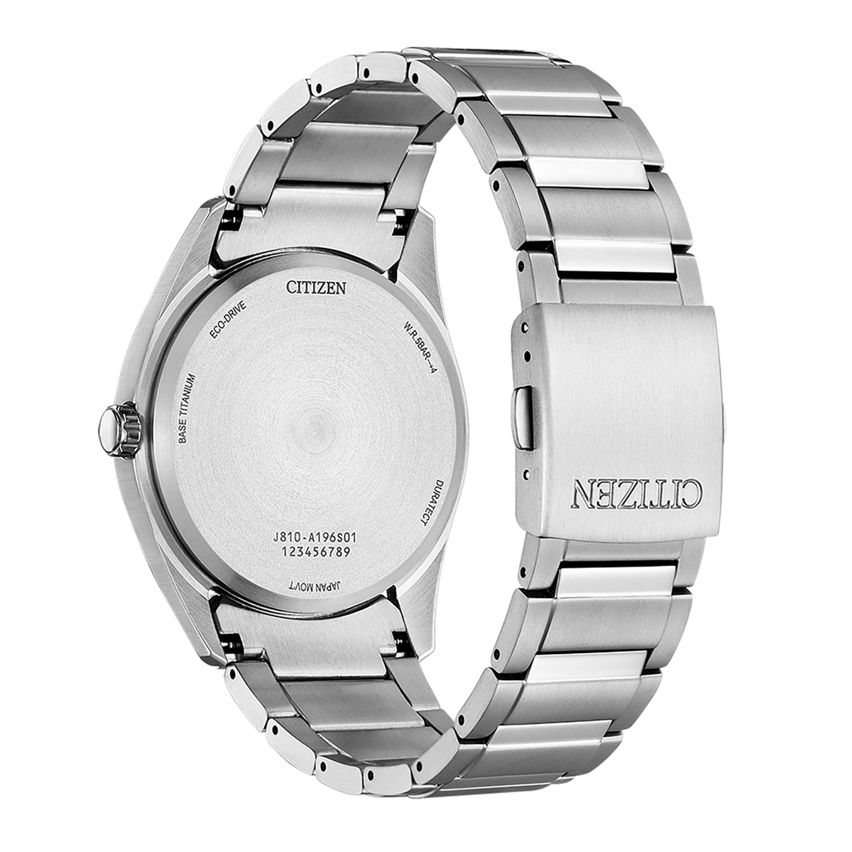 Citizen Super Titanium AW1641-81L men's watch blue dial silver titanium bracelet side profile