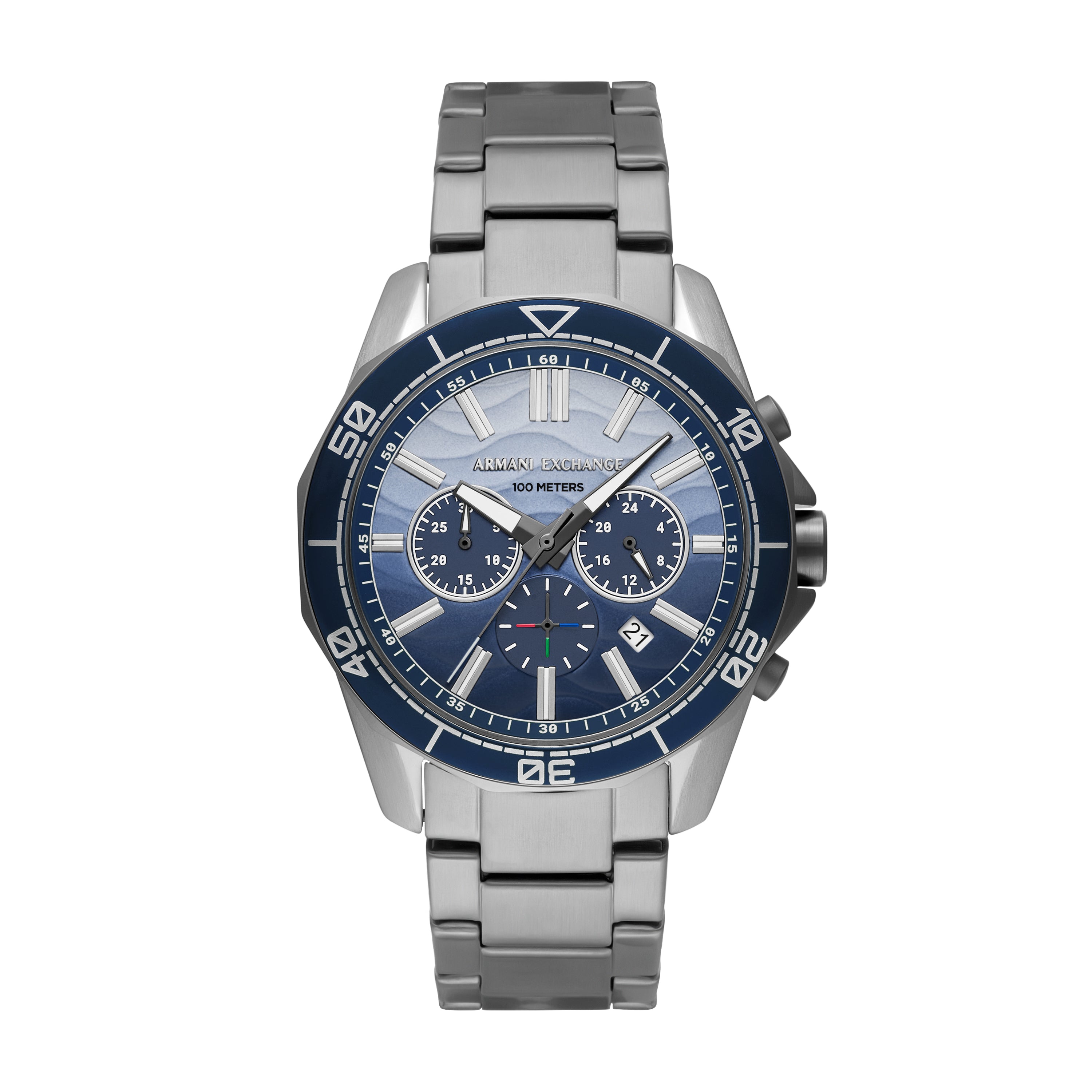 Armani Exchange Chronograph Blue Dial Gunmetal Stainless Steel Watch AX1967