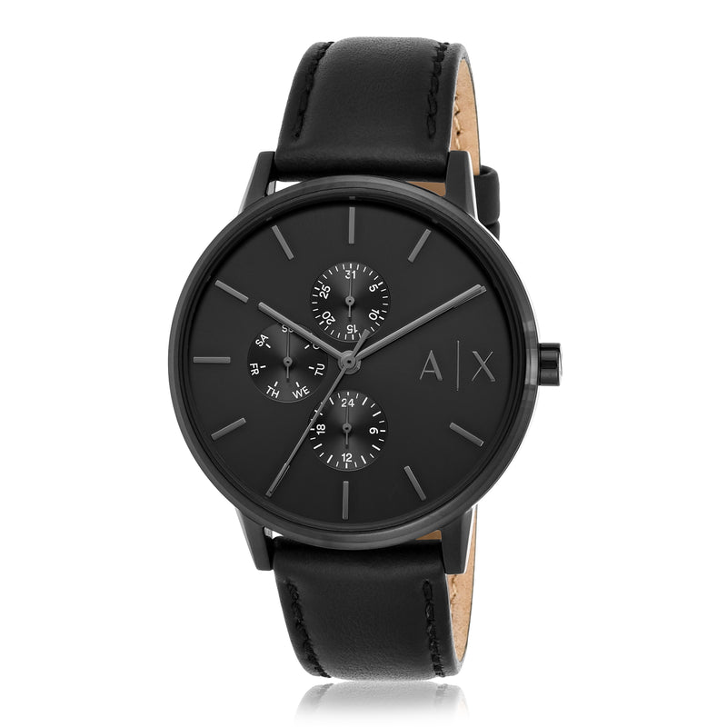 Armani Exchange All Black Leather Men's Watch Cayde AX2719