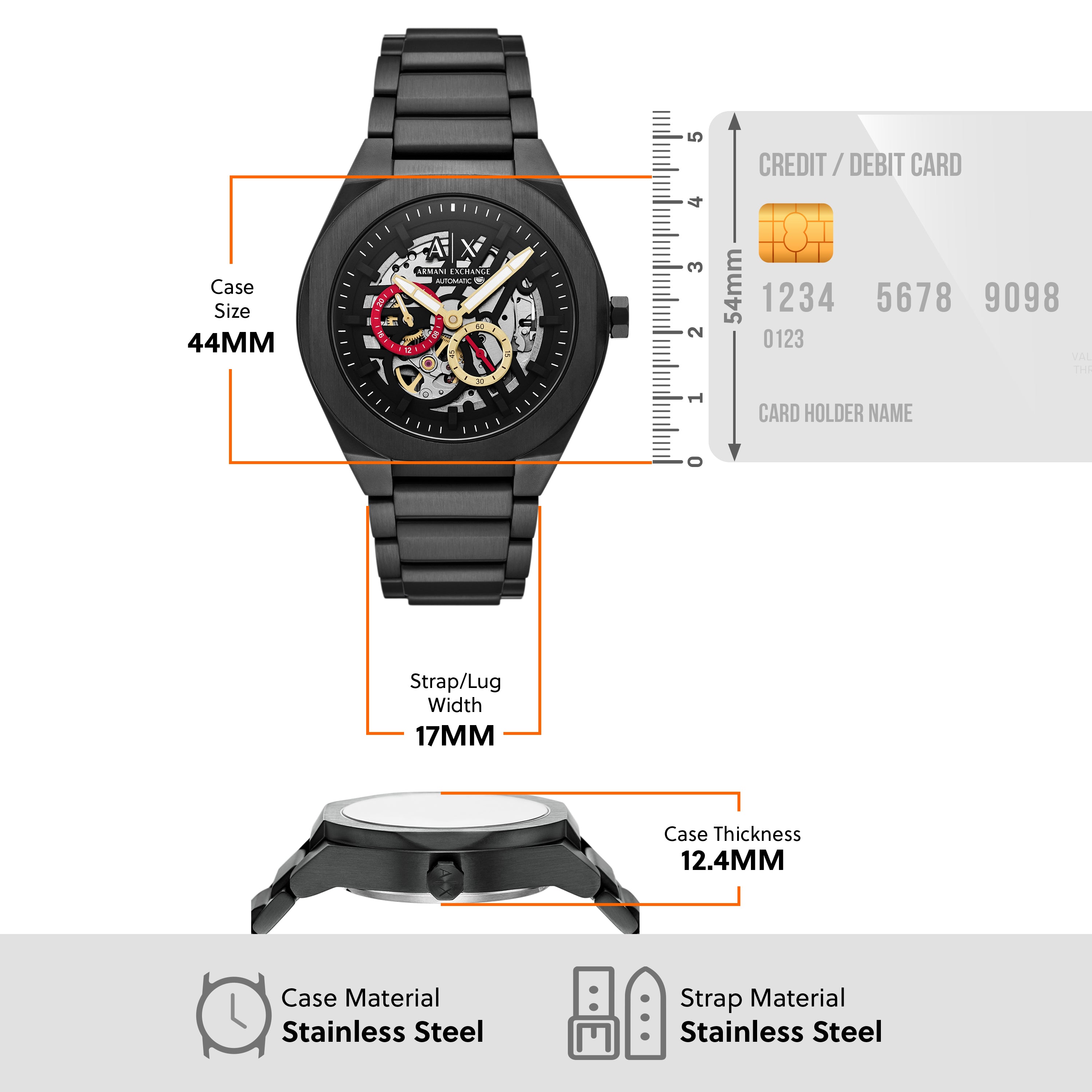 Armani Exchange  Sync Automatic Black Stainless Steel Watch AX4196