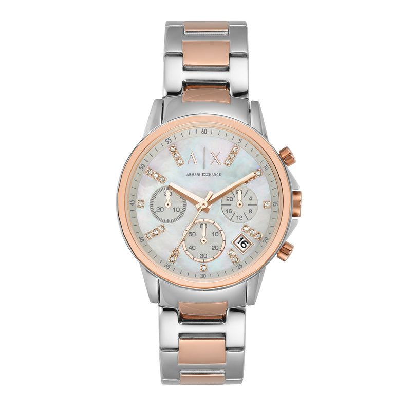 Armani Opulent Two-Tone Chronograph with Silver Dial AX4331