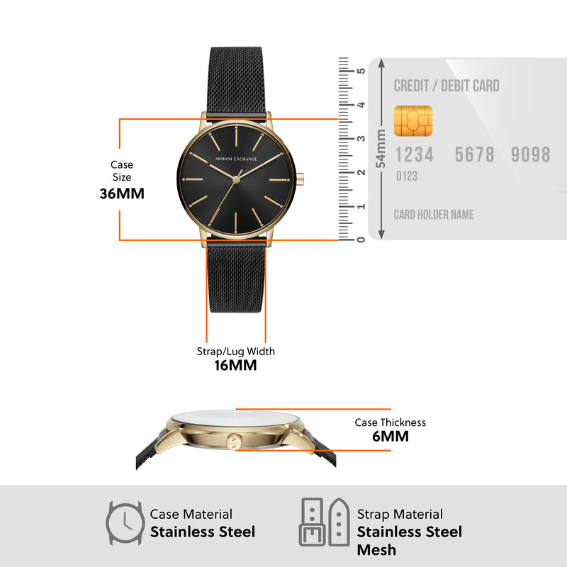 Armani Sophisticated Black Mesh Wristwatch for Modern Elegance AX5548