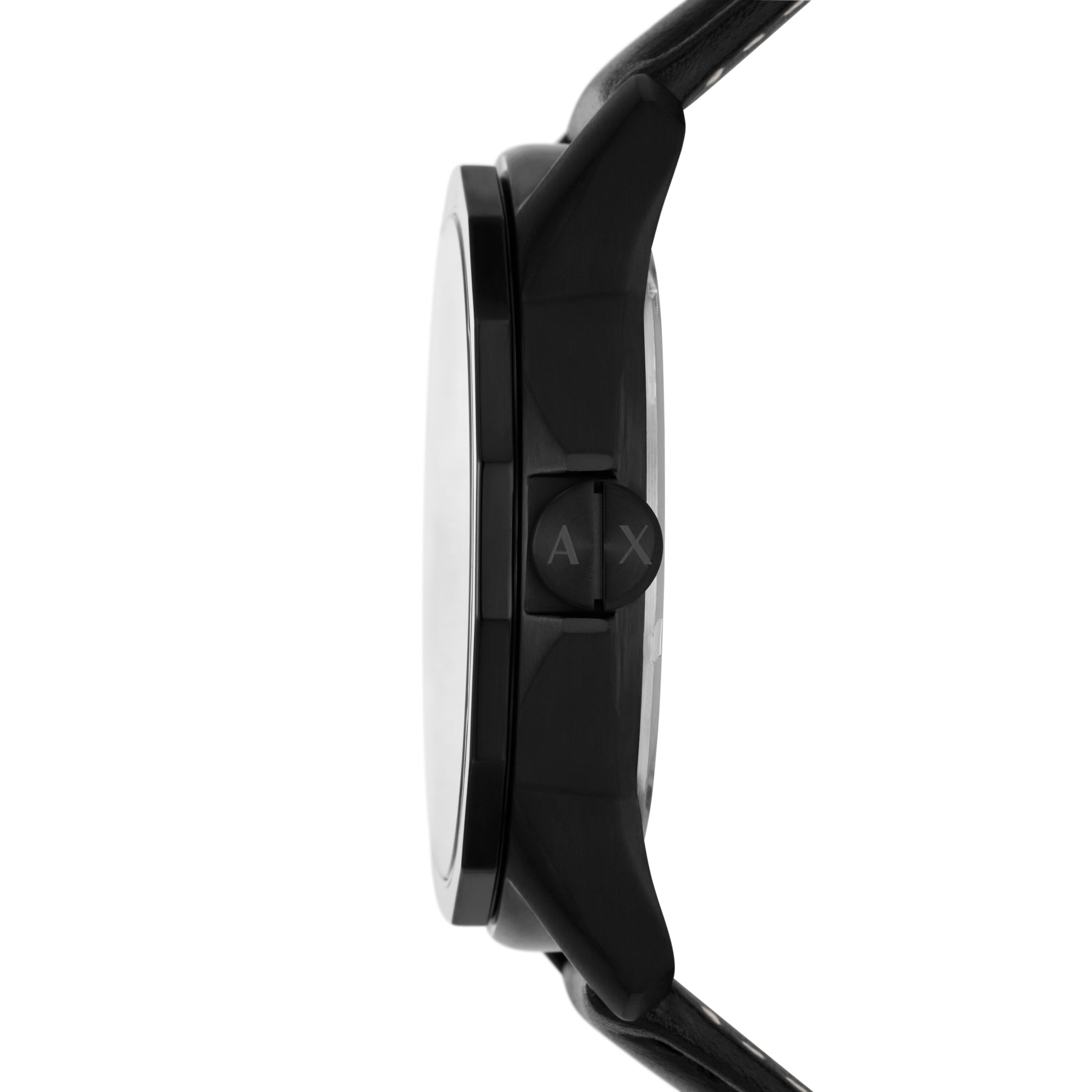 Armani Exchange Black Leather Watch and Black Stainless Steel Bracelet Set AX7147SET