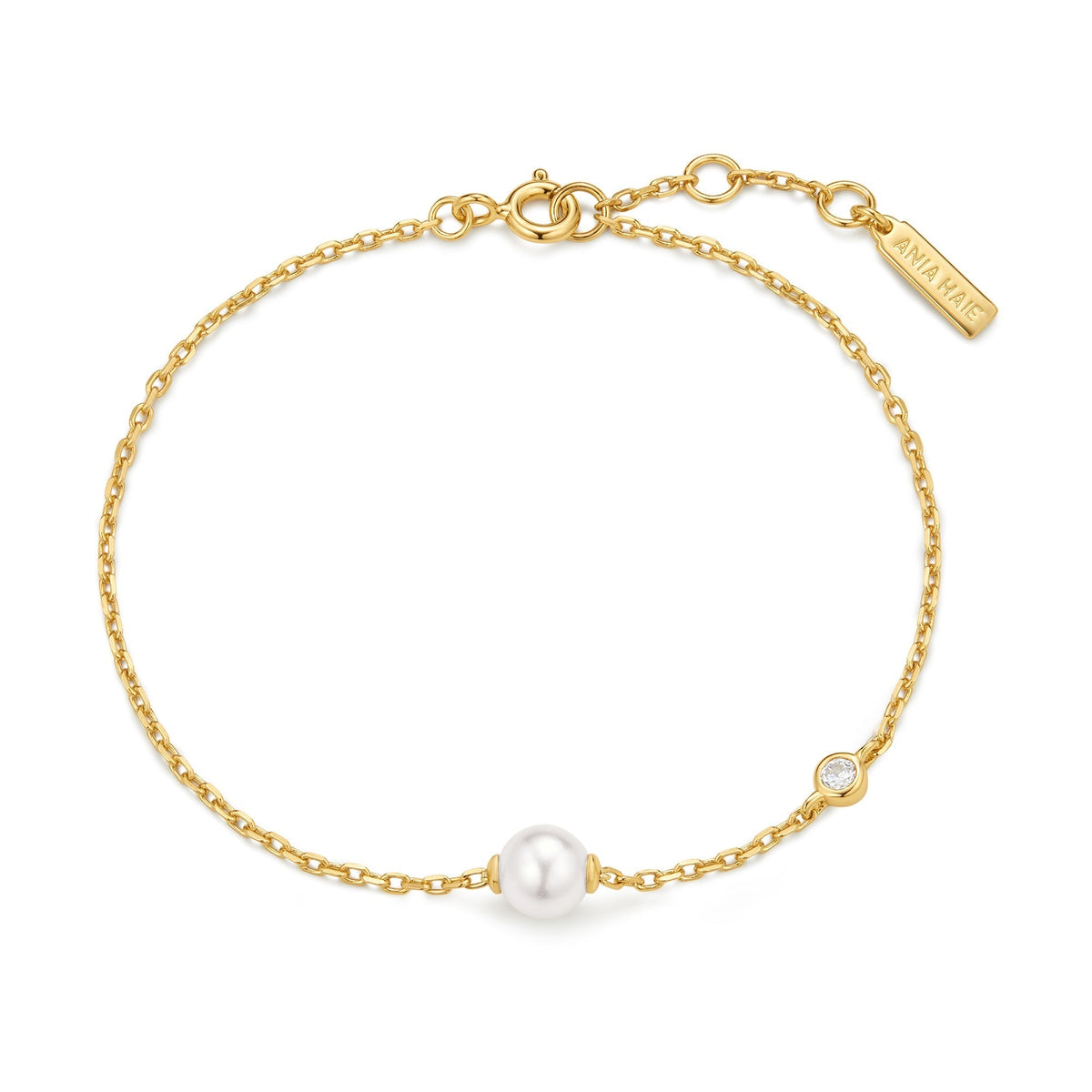 Ania Haie Gold Shell Pearl & Bezel-Set Sparkle Bracelet