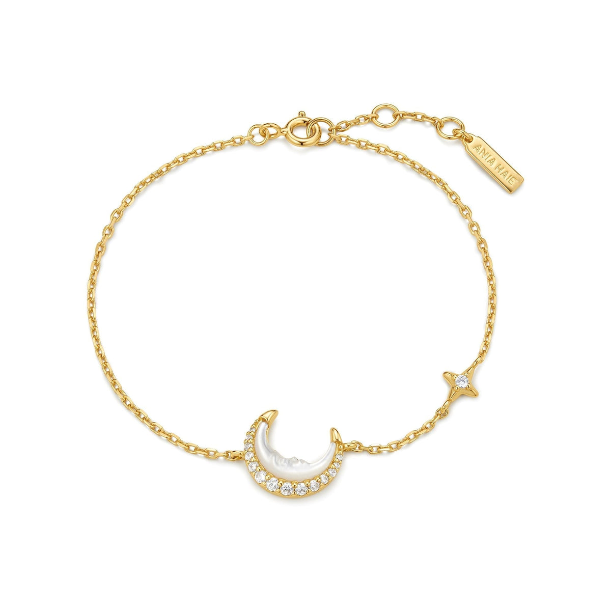 Ania Haie Gold Mother-of-Pearl Crescent Moon Bracelet