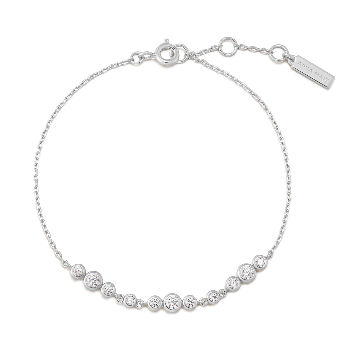 Ania Haie Silver Graduated Bezel-Set Trios Bracelet