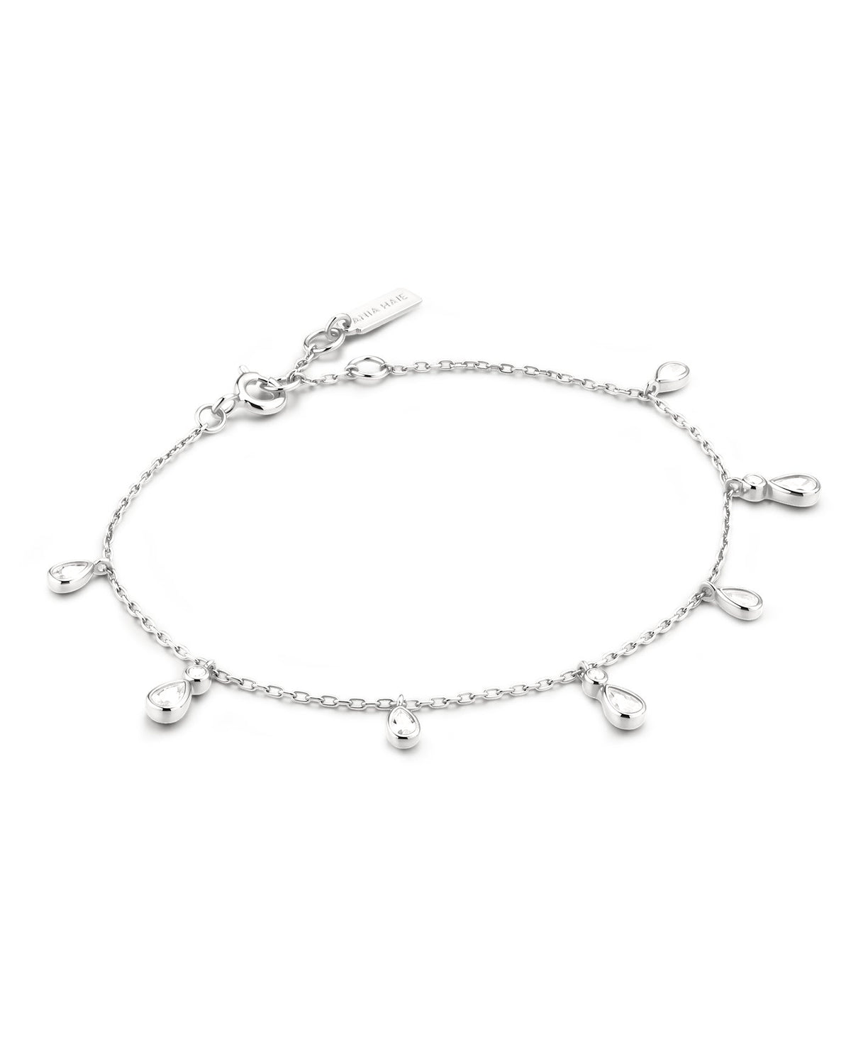 Ania Haie Silver Bezel-Set Teardrop Dangle Station Bracelet B076-06H B076-06H front packshot
