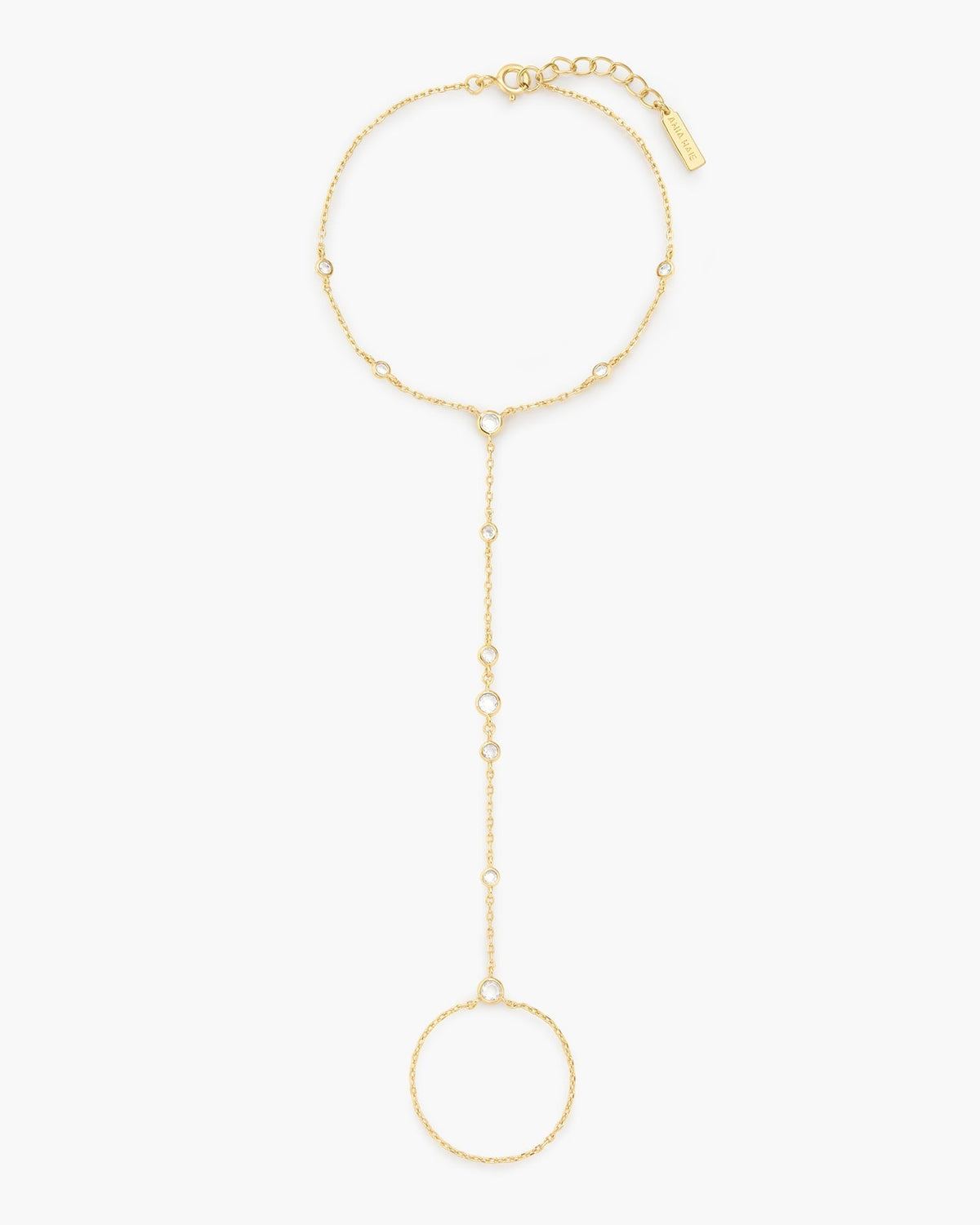 Ania Haie Gold Bezel-Set Station Hand Chain B076-07G B076-07G front packshot
