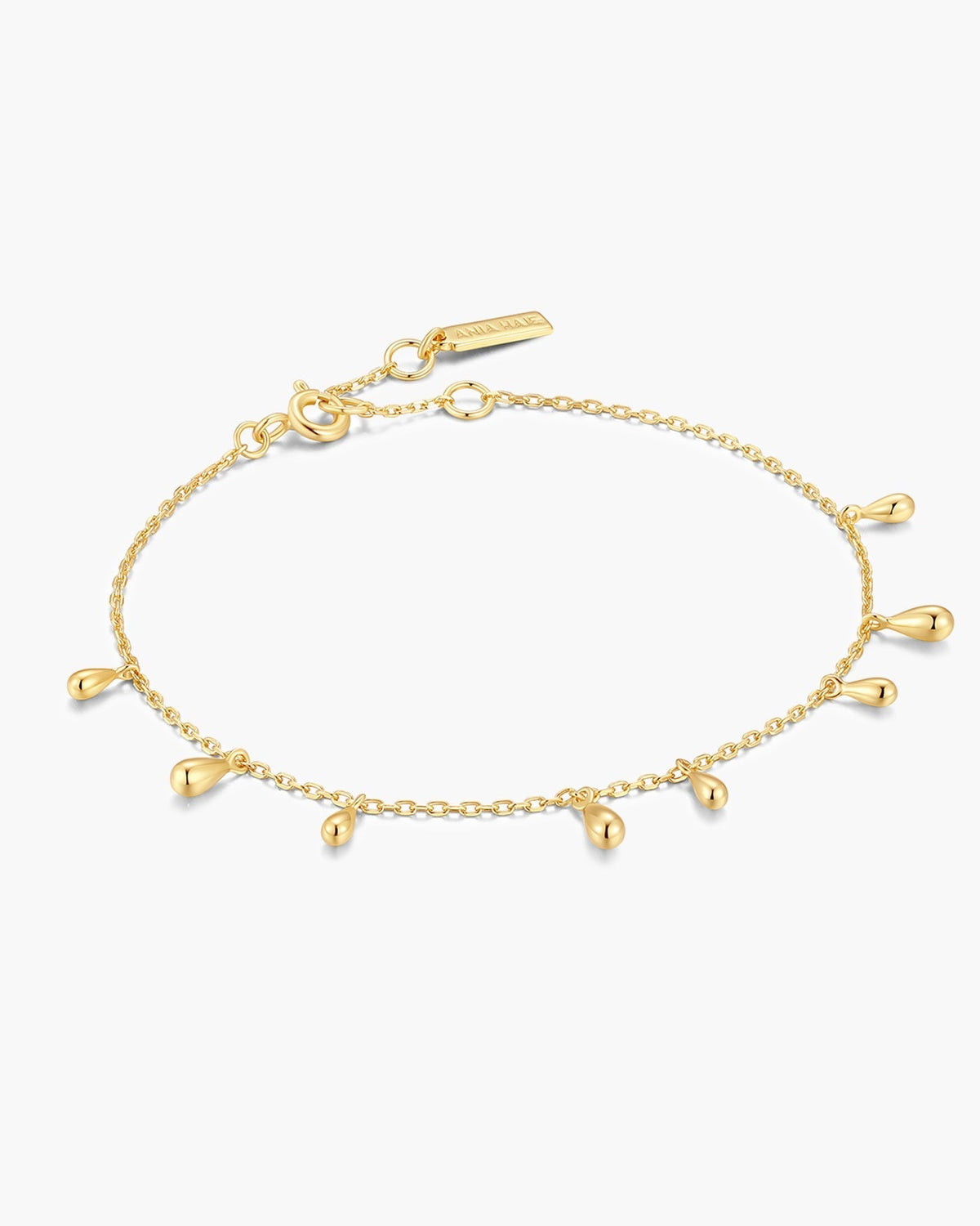 Ania Haie Gold Polished Teardrop Dangle Station Bracelet B078-02G B078-02G front packshot