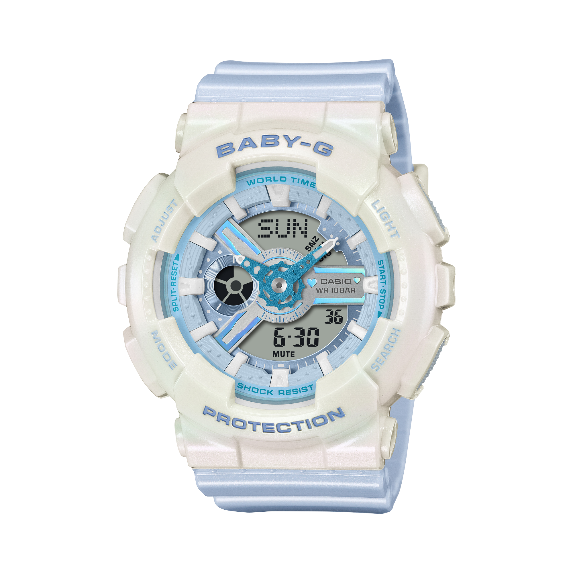 Baby-G Blue Dial Blue Resin Band Iridescent White Case Watch BA110PD-2A