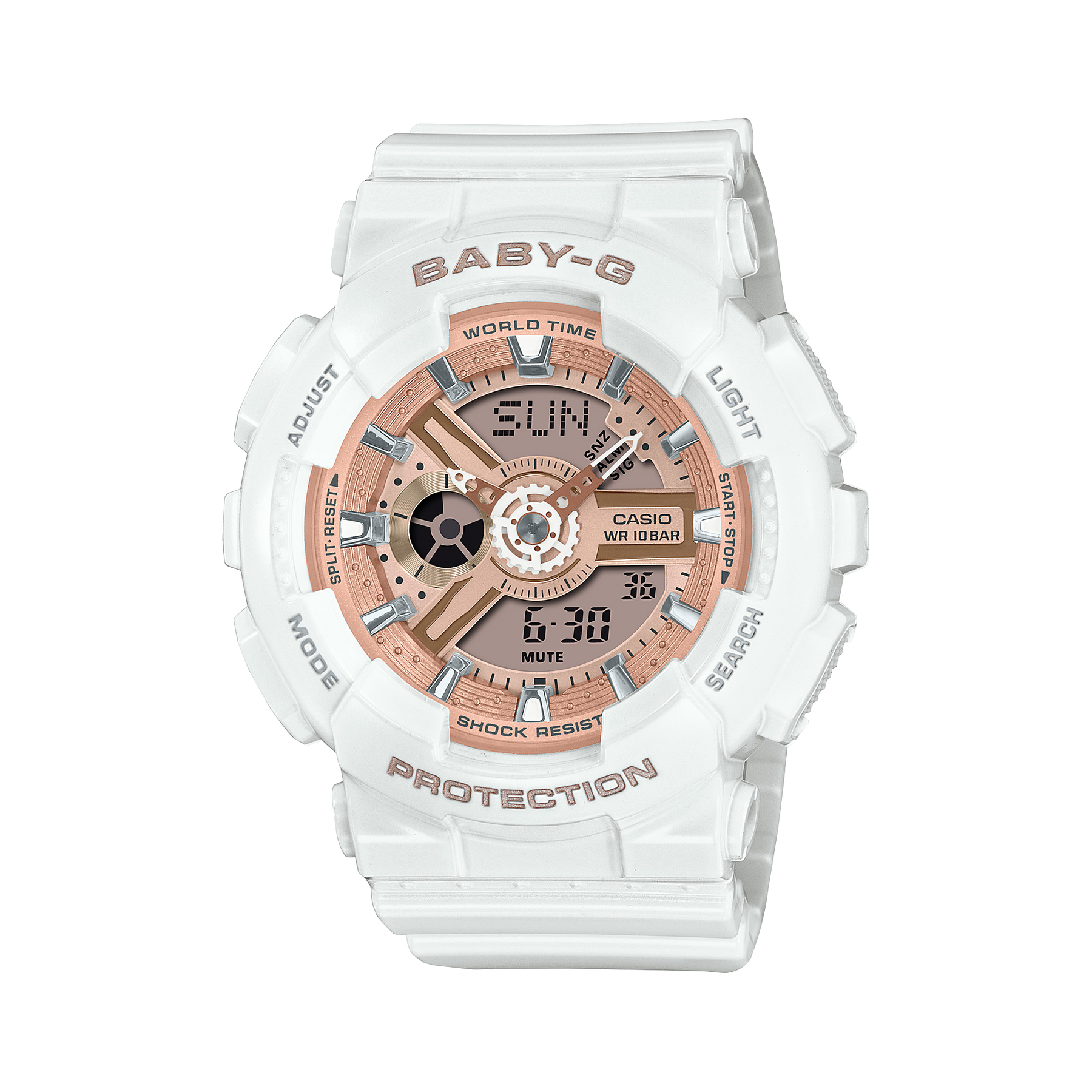 G-Shock Digital White Resin Band Watch BA110X-7A1