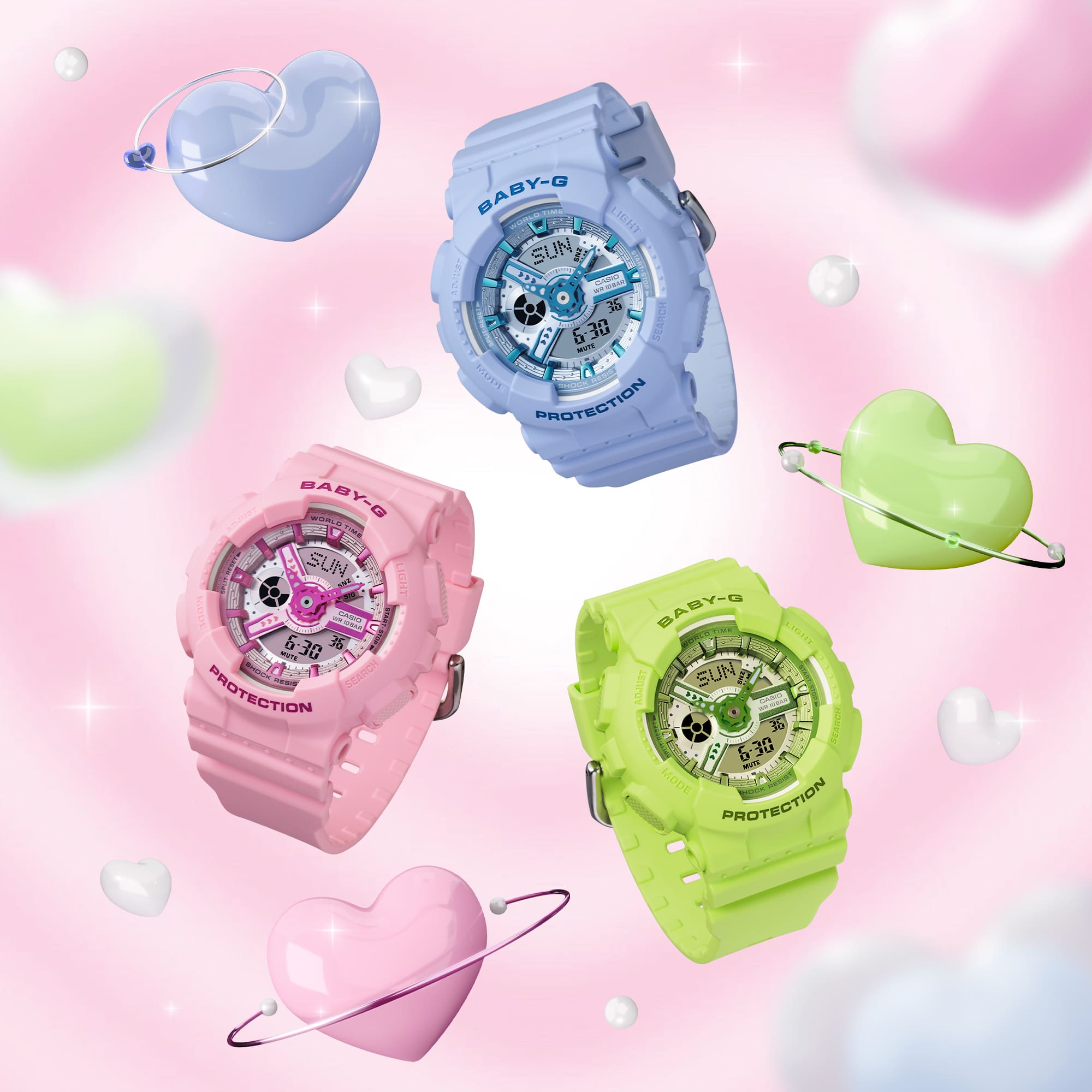 Baby-G 100M Pink Dial Resin Band Watch BA110YK-4A