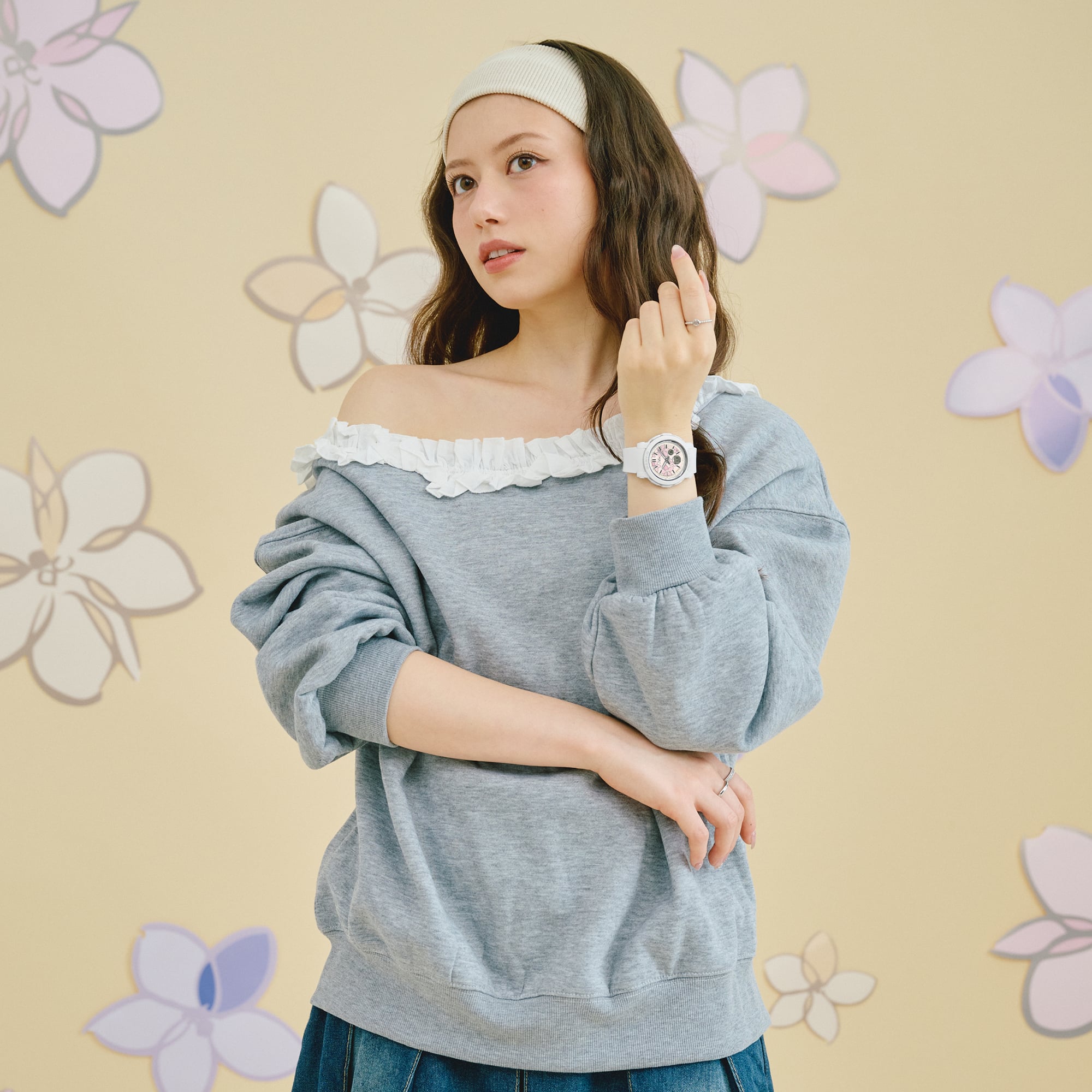 Baby-G Duo Flora Dial White Resin Band Watch BGA290FL-7A