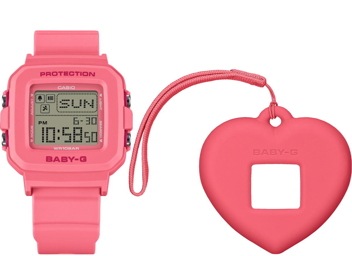 Baby-G Digital Heart Pop Dial Pink Resin Band Watch BGD10KH-4D