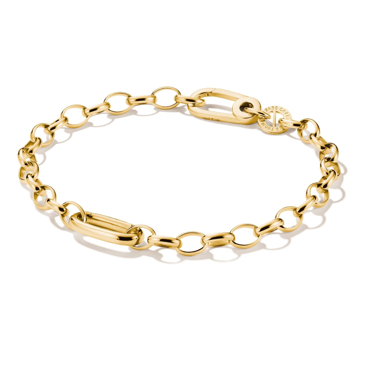 Thomas Sabo Gold-Tone Stainless Steel Charm Club Bracelet with Connect Link TC1202SY-15 front packshot