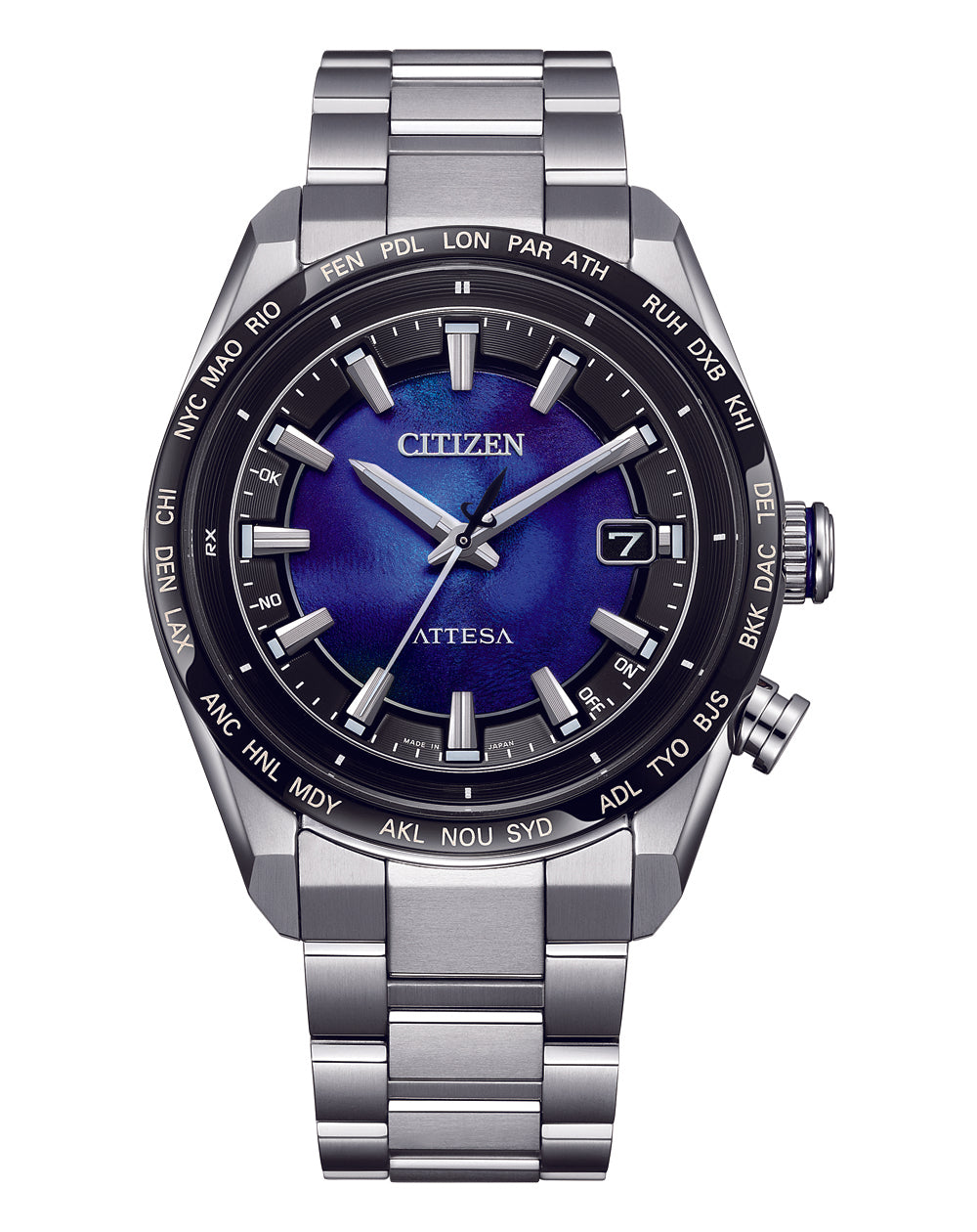 Citizen Attesa Watch Titanium Satellite Wave Blue Sapphire Dial