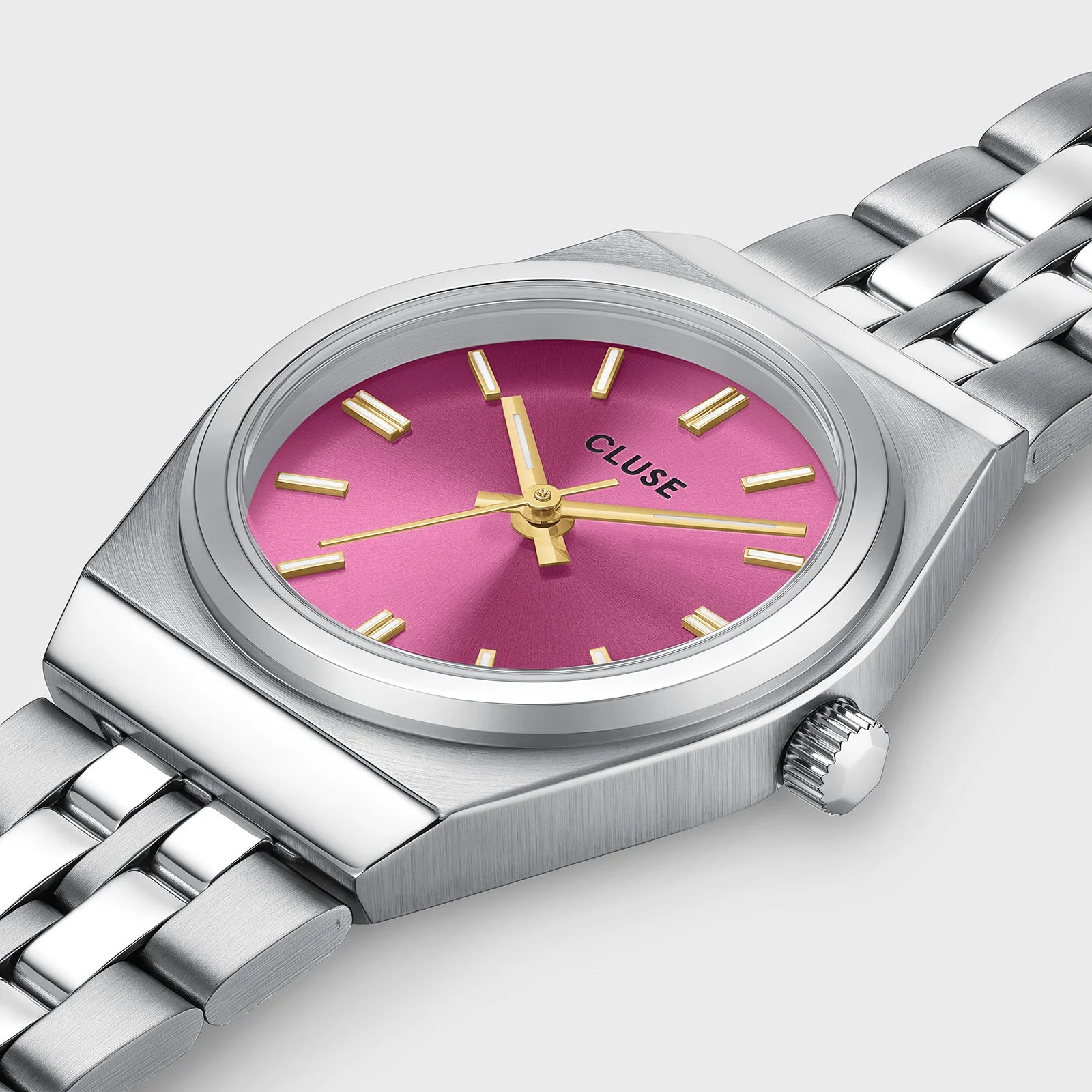CLUSE Retro 70's Mini Stainless Steel Fuchsia Silver Women's Watch CW16303
