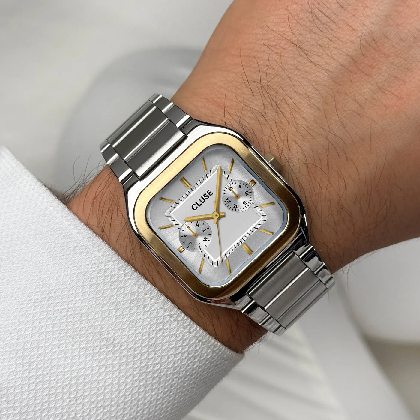 CLUSE Quadrus Multifunction Stainless Steel Silver Two Tone Men's Watch CW26201